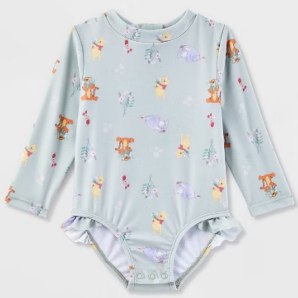 Disney Baby Girls’ Winnie the Pooh Baby Long Sleeve Swimsuit Light Green size 6M